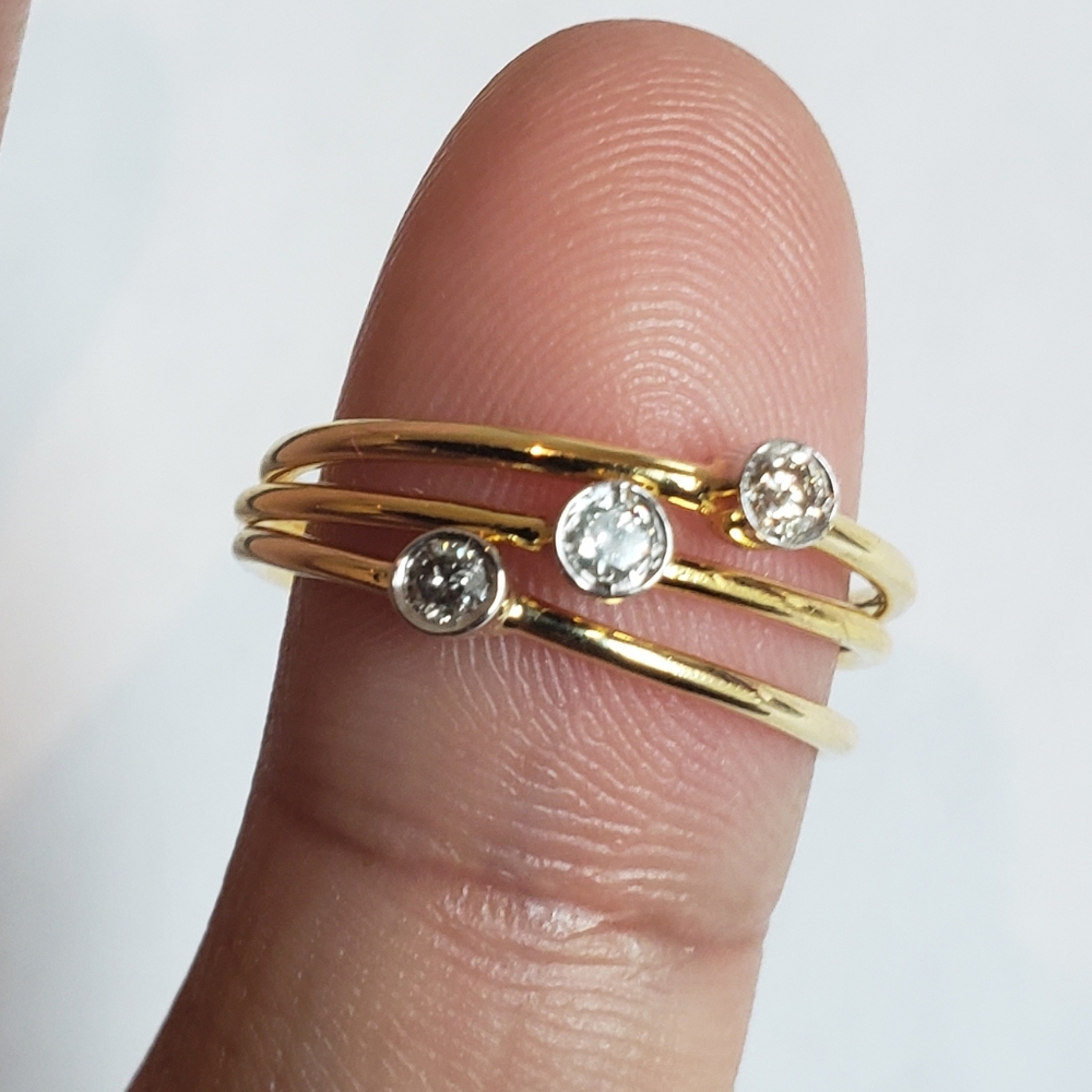 solid gold real diamond stackable ring 1 pc - Picture 4 of 4